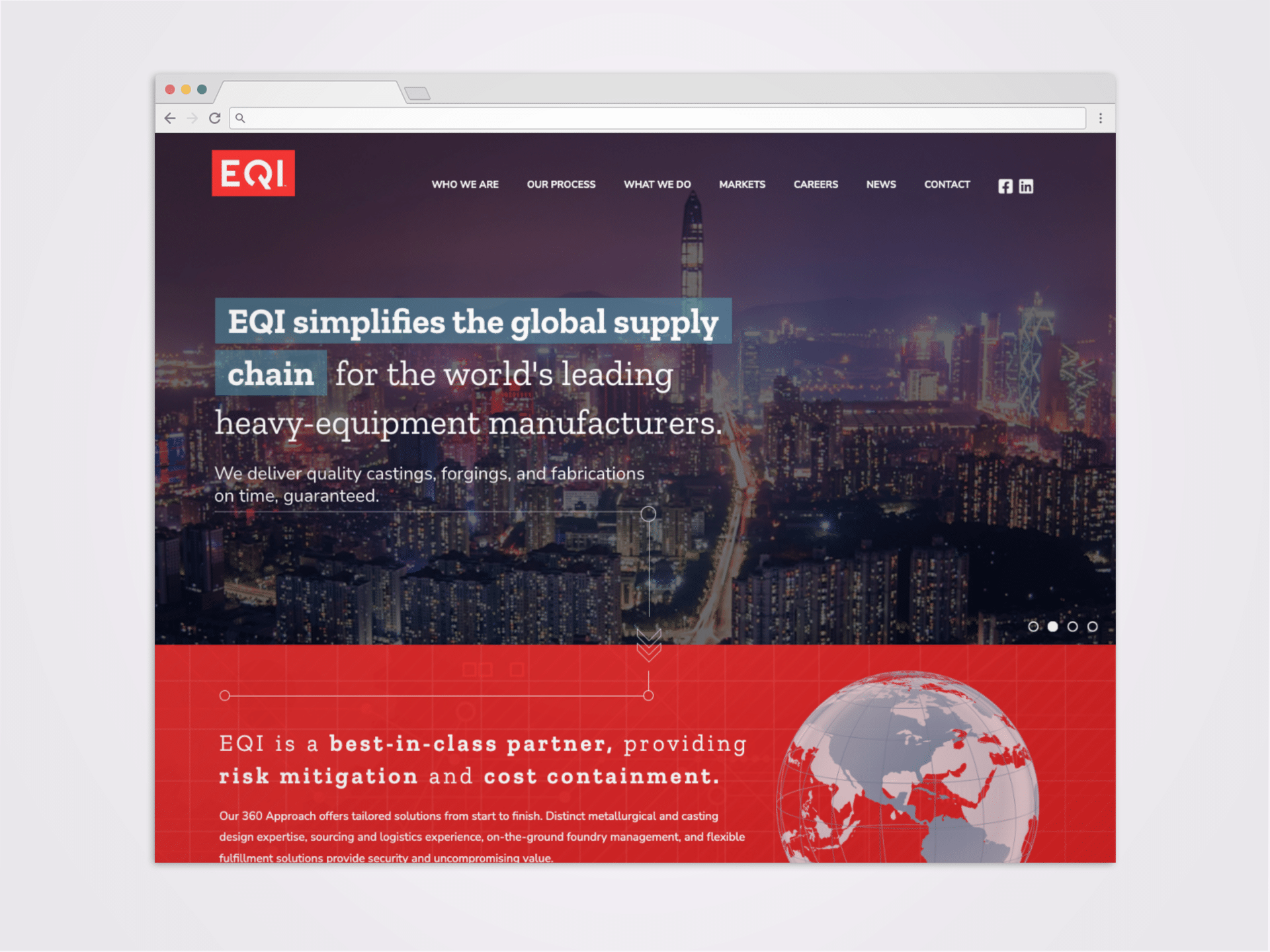 EQI Web page mockup of homepage